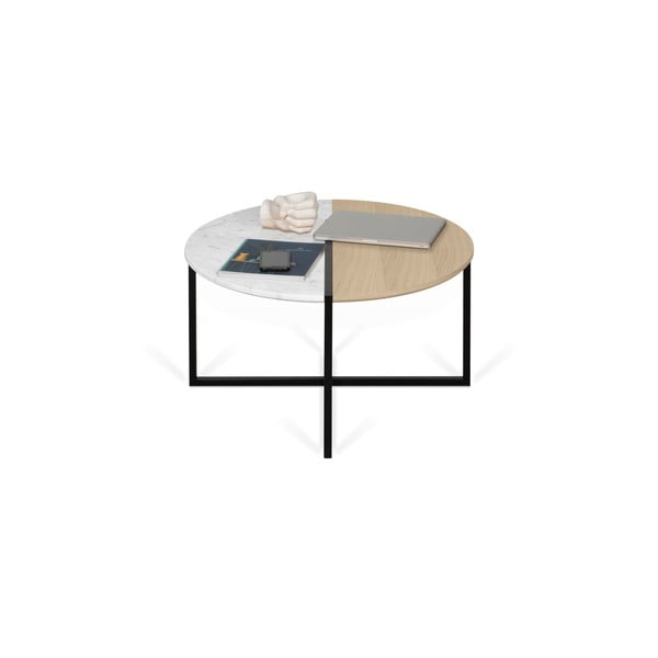 Apvalus kavos staliukas su ąžuoliniu stalviršiu ø 80 cm Sonata - TemaHome-image-3