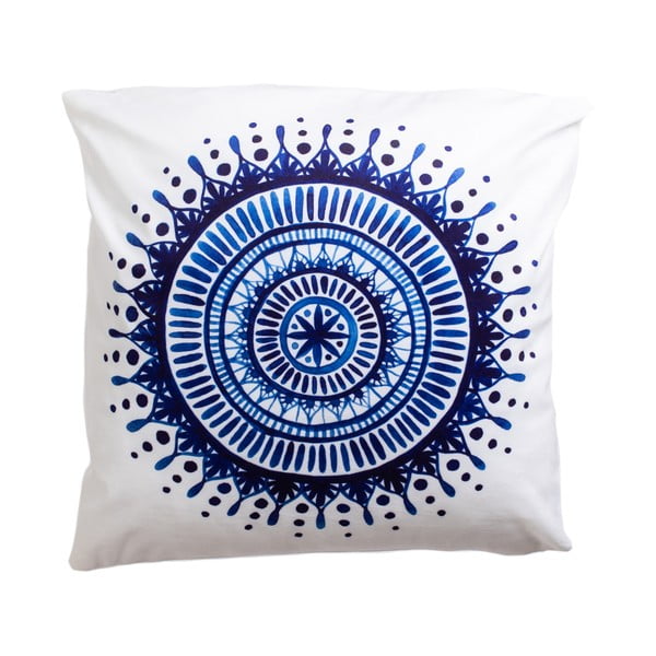 Mėlyna ir balta dekoratyvinė pagalvėlė 45x45 cm Mandala - JAHU collections