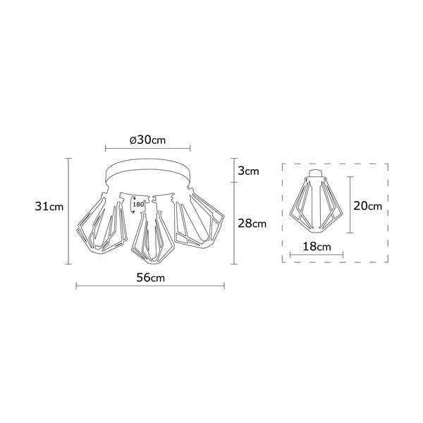 Lubinis šviestuvas juodos spalvos/auksinės spalvos ø 18 cm su metaliniu gaubtu Oylat – Opviq lights-image-2