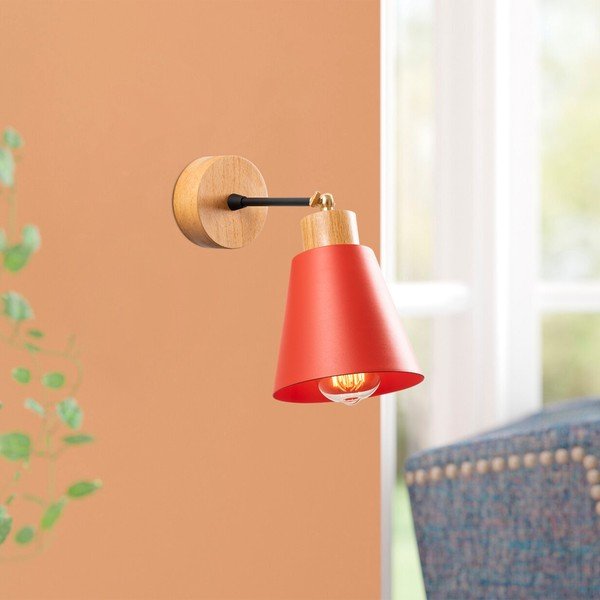 Sieninė lempa raudonos spalvos/natūralios spalvos ø 14 cm Manavgat – Opviq lights-image-1
