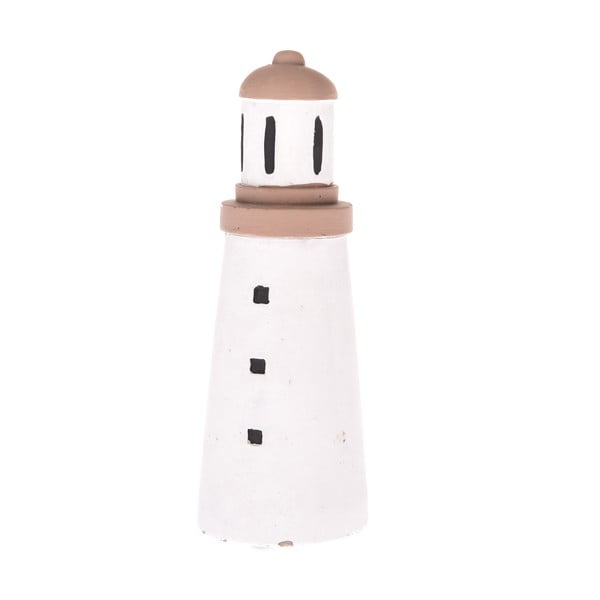 Baltos spalvos betoninė dekoracija Dakls Lighthouse, aukštis 18 cm