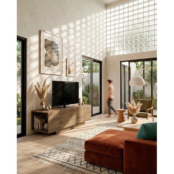 Natūralios spalvos TV spintelė iš ąžuolo 140x45x40 cm Victor – Marckeric-image-2