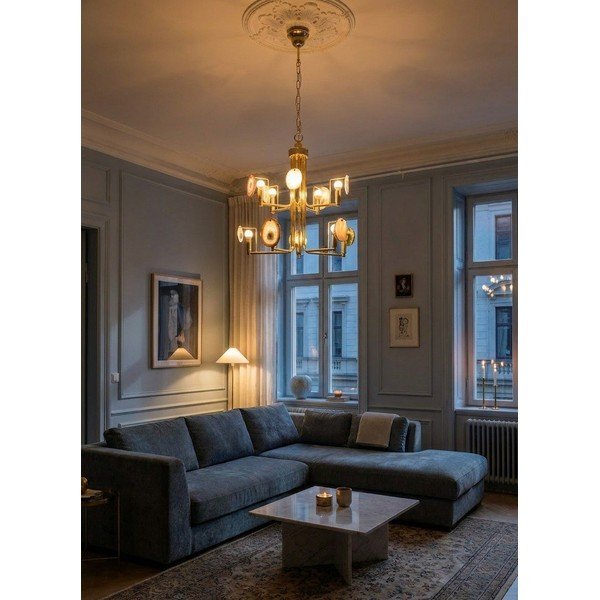 Auksinės spalvos iš metalo kabantis šviestuvas Glamour – Premier Housewares-image-1