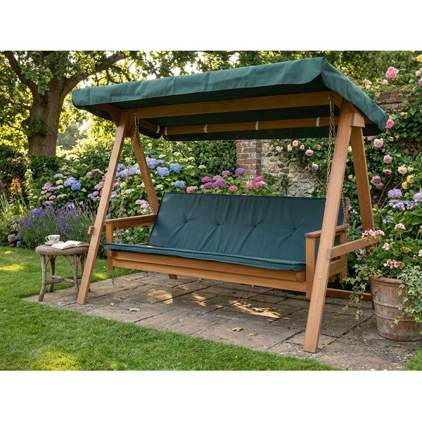 Žalios medinės sodo sūpynės Vegas Lux - Rojaplast-image-1