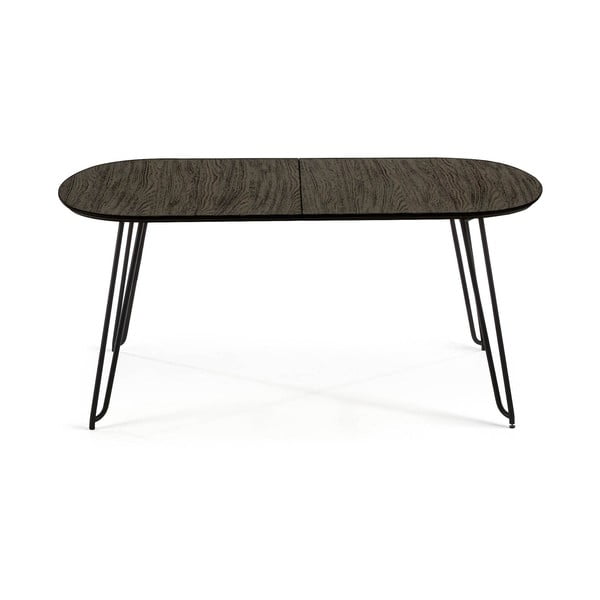 Prailginamas valgomojo stalas tamsiai rudos spalvos su uosio dekoro stalviršiu 100x170 cm Milian – Kave Home-image-3