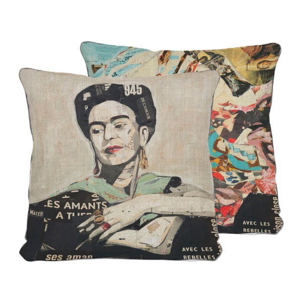 Atvirkštinis užvalkalas ant pagalvės su lino užvalkalu Madre Selva Frida Collage, 45 x 45 cm