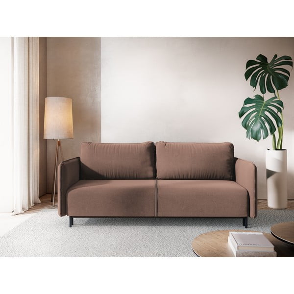 Rožinės spalvos sulankstoma/su sandėliavimo vieta sofa 226 cm Luana – Makamii-image-1