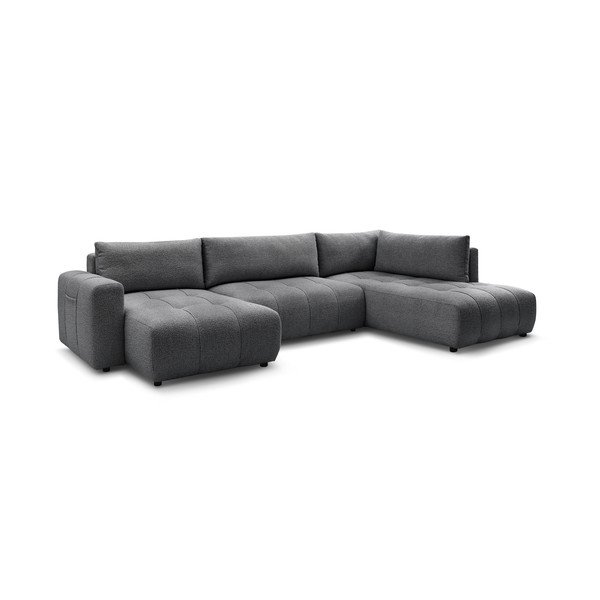 Tamsiai pilkos spalvos sulankstoma/su sandėliavimo vieta kampinė sofa (su kairiuoju kampu/„U“ formos) Arsene – Bobochic Paris-image-3