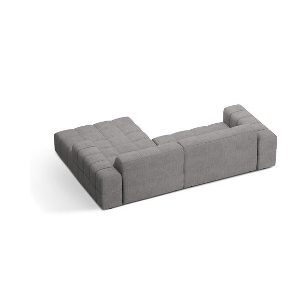 Pilkos spalvos kampinė sofa iš šenilinio audinio (su dešiniuoju kampu/su gultu) Chicago – Cosmopolitan Design-image-2