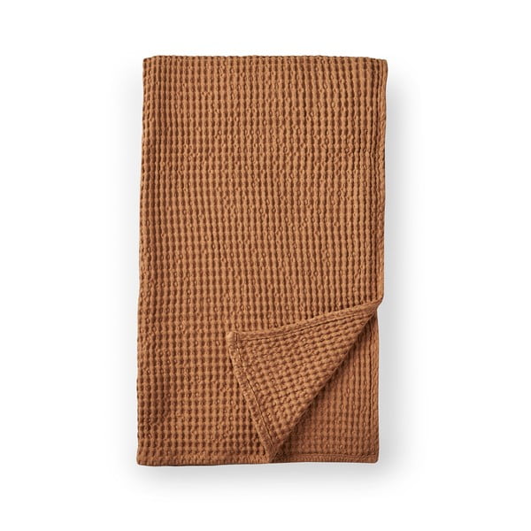 Rudos spalvos iš medvilnės antklodė ir pledas 150x200 cm Jaipur Chunky Waffle – Pineapple Elephant