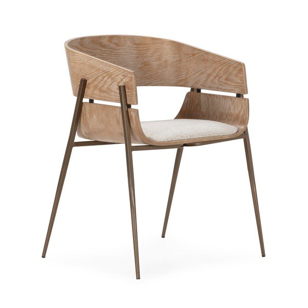 Natūralios spalvos iš audinio valgomojo kėdžių komplektas su porankiais 2 vnt. Naia – MOME