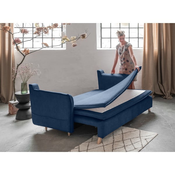 Iš velveto sulankstoma sofa tamsiai mėlynos spalvos 225 cm Charming Charlie – Miuform-image-4