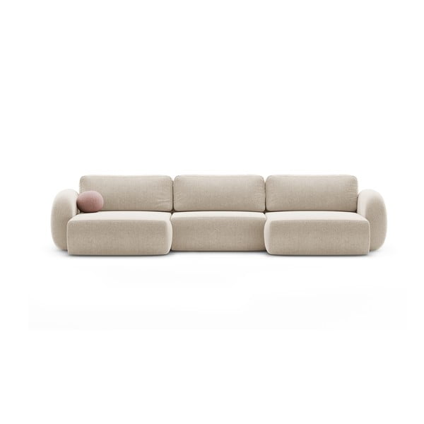 Smėlio spalvos iš šenilinio audinio sulankstoma/su sandėliavimo vieta kampinė sofa („U“ formos) Tonale – Cosmopolitan Design