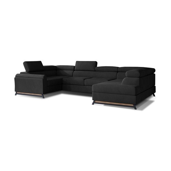 Tamsiai pilkos spalvos iš velveto sulankstoma/su sandėliavimo vieta kampinė sofa (su dešiniuoju kampu/„U“ formos) Escada – ELTAP