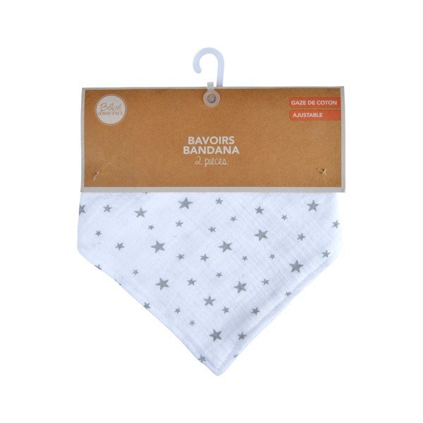 Iš muslino seilinukai komplekte baltos spalvos 2 vnt. – Bébé Douceur-image-2