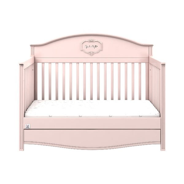 Rožinė reguliuojama vaikiška lovytė su stalčiumi BELLAMY GoodNight, 70 x 140 cm