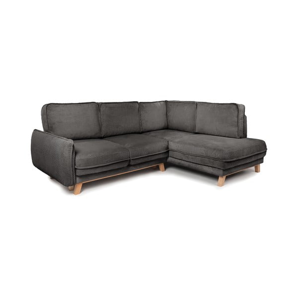 Iš kordinio velveto sulankstoma kampinė sofa pilkos spalvos (su dešiniuoju kampu) Tori – Bonami Selection-image-2