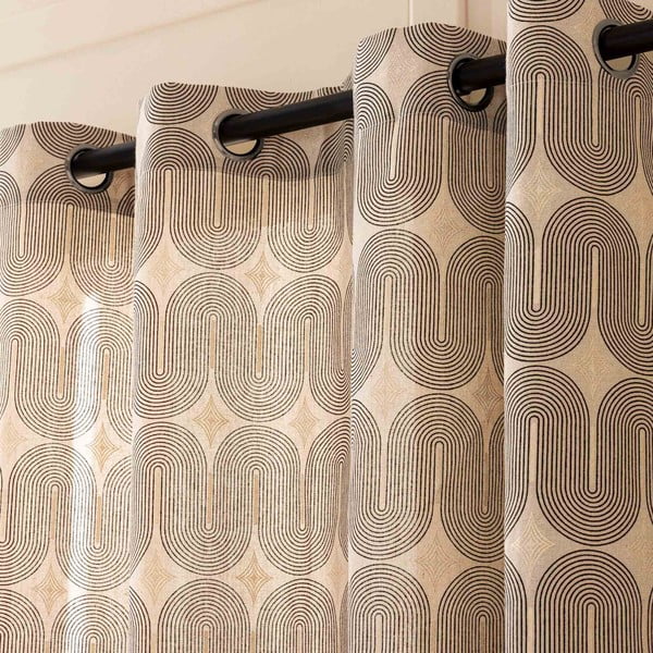 Juodos spalvos/smėlio spalvos užuolaida 140x240 cm Ondine – douceur d'intérieur-image-2