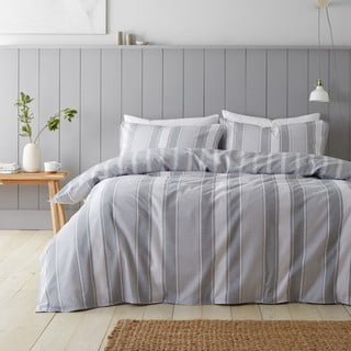 Iš flanelės dvigulė patalynė pilkos spalvos 200x200 cm Ticking Stripe – Bianca