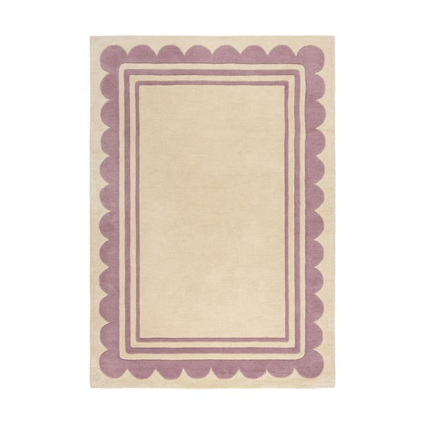 Rankų darbo iš vilnos kilimas violetinės spalvos/natūralios spalvos 160x230 cm Lois Scallop – Flair Rugs