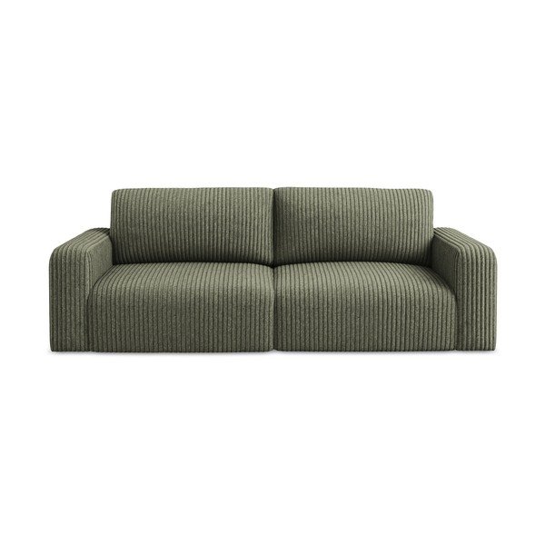 Žalios spalvos sulankstoma/su sandėliavimo vieta sofa iš kordinio velveto 252 cm Kona – Makamii