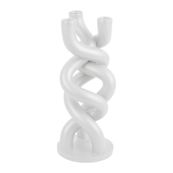 Baltos spalvos keramikinė žvakidė trims žvakėms PT LIVING Twisted, aukštis 31,4 cm