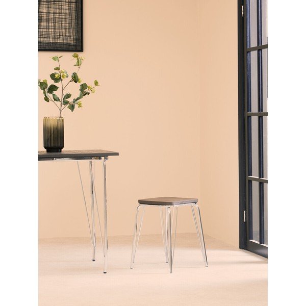 Sidabrinės spalvos/natūralios spalvos iš guobos masyvo taburetė District – Premier Housewares-image-3