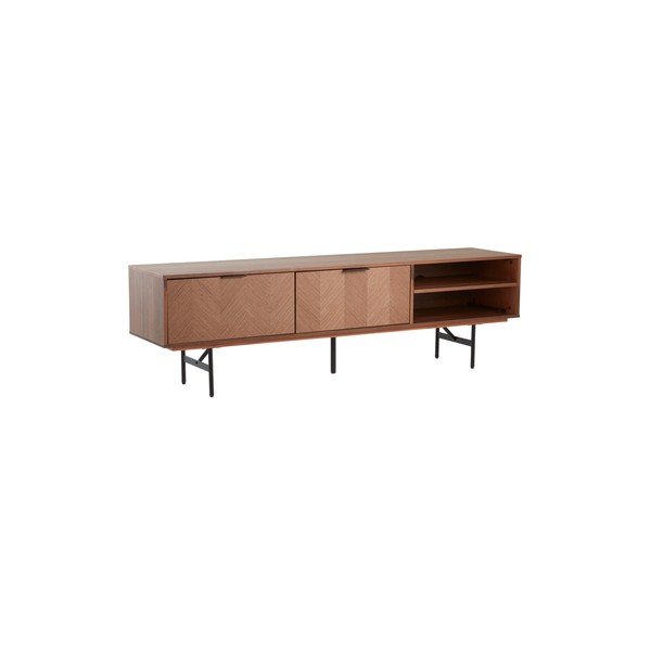 Tamsios natūralios spalvos TV spintelė iš riešutmedžio 180x51x40 cm Duvberg – Jotex