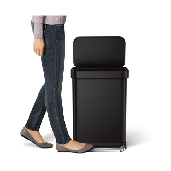 Šiukšliadėžė iš plieno matinės juodos spalvos su pedalu 55 l – simplehuman-image-1