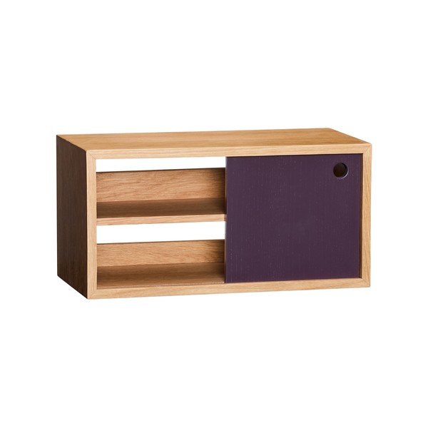 Bordo spalvos/natūralios spalvos sieninė lentyna iš ąžuolo 40 cm Slide – Hübsch