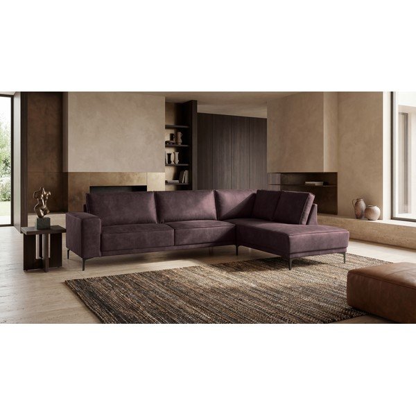 Iš dirbtinės odos kampinė sofa rudos spalvos (su dešiniuoju kampu) Copenhagen – Scandic-image-1