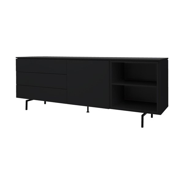 Žema šoninė spintelė juodos spalvos 210x76 cm Plain – Tenzo-image-2