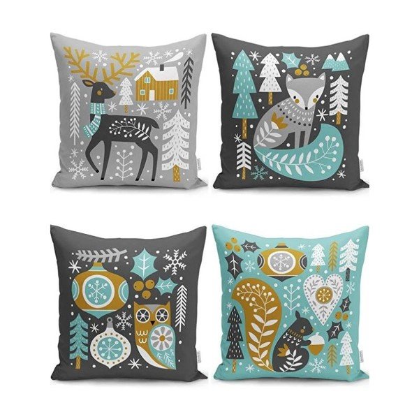 Dekoratyviniai pagalvių užvalkalai 4 vnt. su Kalėdų motyvu 43x43 cm Merry Christmas – Mila Home