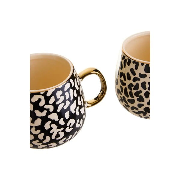 Puodeliai juodos spalvos/auksinės spalvos iš akmens masės 2 vnt. 330 ml London – Premier Housewares-image-3