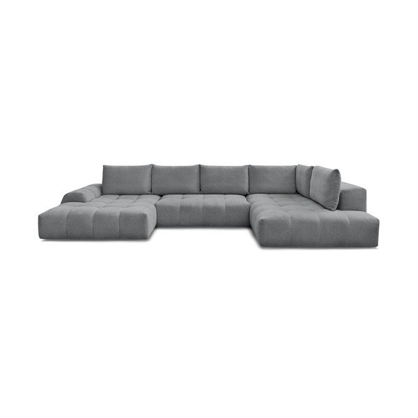 Tamsiai pilkos spalvos iš šenilinio audinio sulankstoma/su sandėliavimo vieta kampinė sofa (su dešiniuoju kampu/„U“ formos) Everest – Bobochic Paris