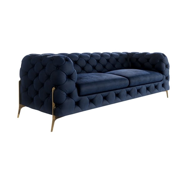 Tamsiai mėlynos spalvos iš velveto sofa 225 cm Chelsea Bis – Ropez-image-2