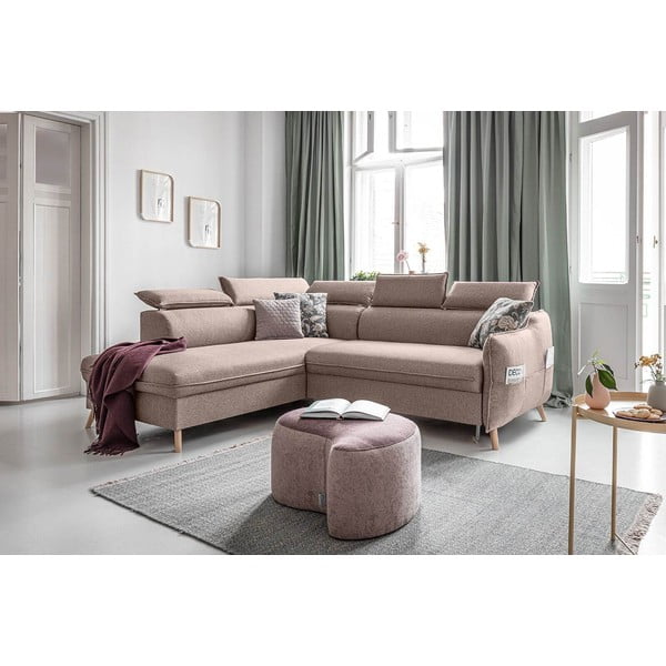 Sulankstoma kampinė sofa smėlio spalvos (su kairiuoju kampu) Sweet Harmony – Miuform-image-3