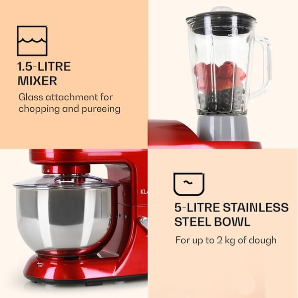 Raudonas universalus virtuvės kombainas Klarstein Lucia Rossa-image-4