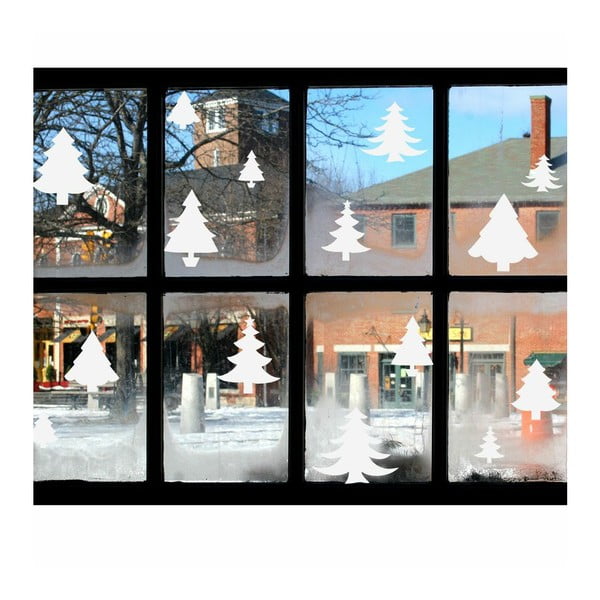 Elektrostatinis kalėdinis lipdukas Ambiance Bright White Christmas Trees
