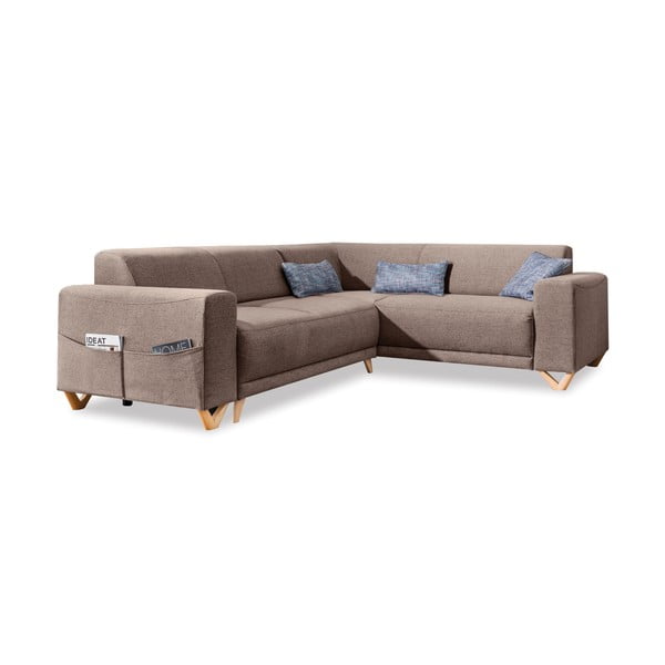 Rudos spalvos sulankstoma/su sandėliavimo vieta kampinė sofa (su dešiniuoju kampu/„L“ formos) Classy Sophie – Miuform