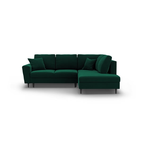 Žalios spalvos iš velveto sulankstoma/su sandėliavimo vieta kampinė sofa (su dešiniuoju kampu/„L“ formos) Kyoto – Cosmopolitan Design