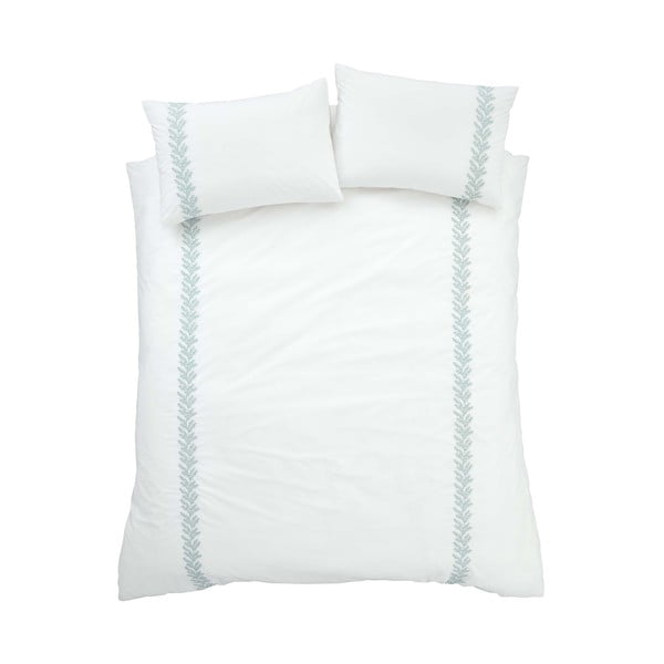 Baltos spalvos iš medvilnės dvigulė/itin ilga patalynė 260x220 cm Embroidery Leaf – Bianca