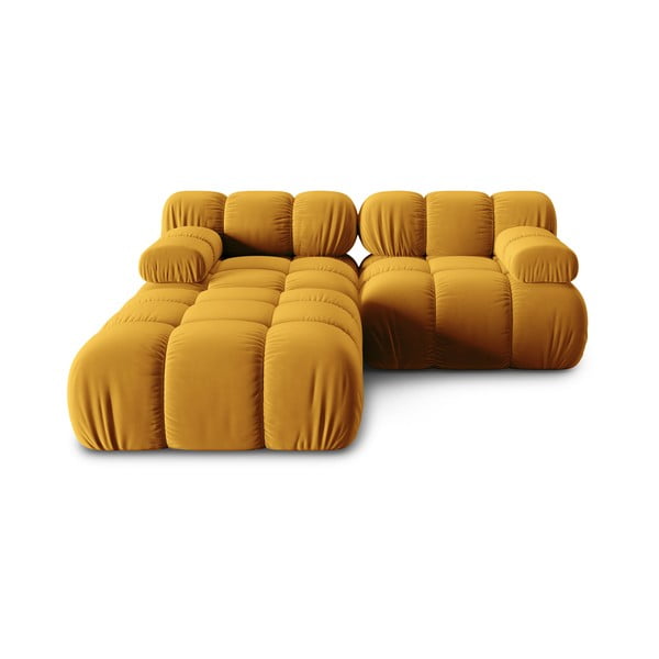Kampinė sofa geltonos spalvos iš velveto Bellis – Micadoni Home