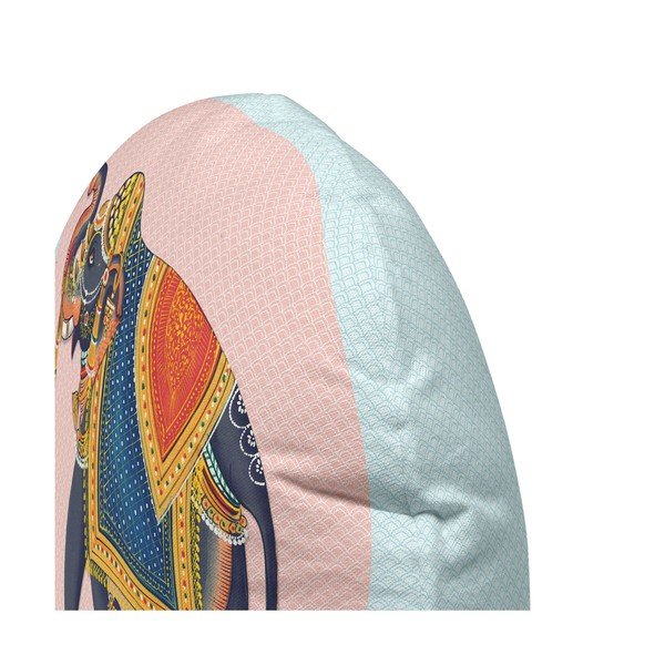 Medvilninė dvipusė pagalvė HF Living Kandula Pink Elephant, ⌀ 50 cm-image-1
