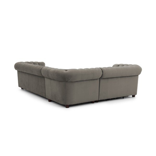 Pilkos spalvos sulankstoma kampinė sofa iš velveto (su kairiuoju kampu/„L“ formos) York Blik – Ropez-image-3