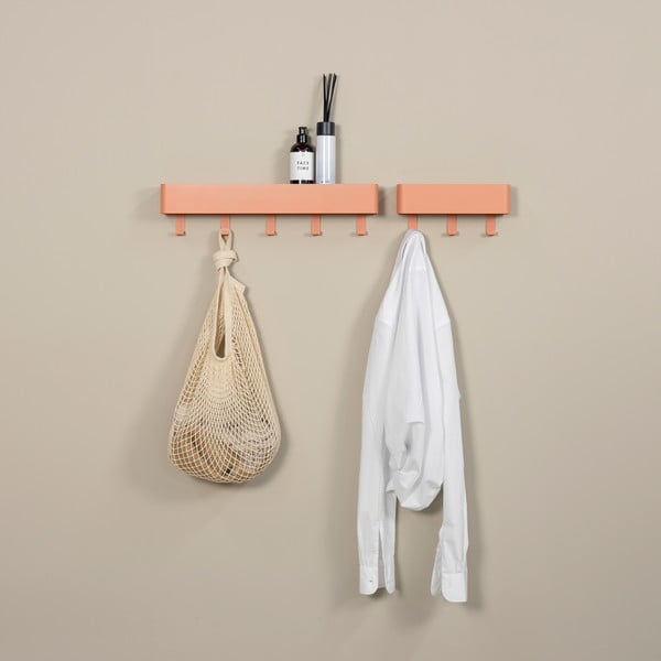 Rausvos spalvos iš metalo sieninė lentyna su lentyna 52 cm Dax Play – Spinder Design-image-3