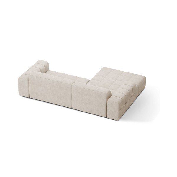 Kreminės spalvos kampinė sofa iš šenilinio audinio (su kairiuoju kampu/su gultu) Chicago – Cosmopolitan Design-image-2