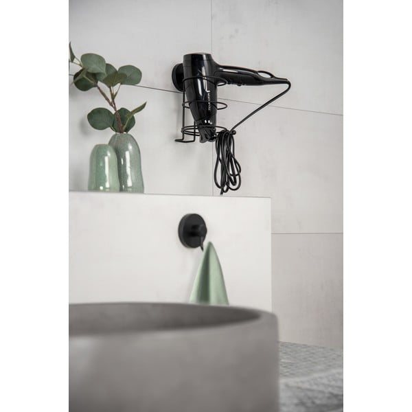 Juodas sieninis laikiklis plaukų džiovintuvui Wenko Vacuum-Loc® Milazzo-image-1