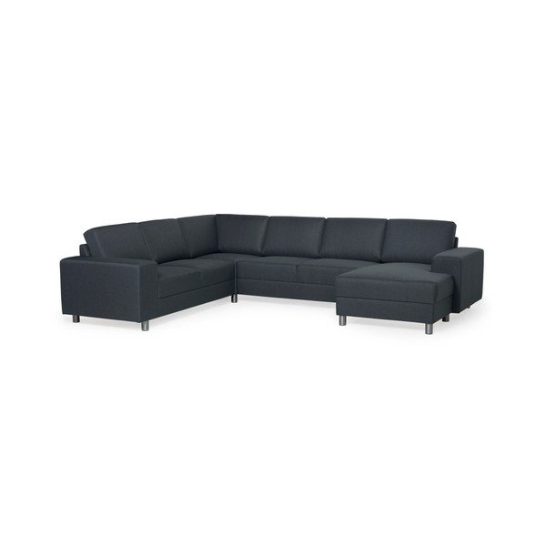 "Scandic" pilka kampinė sofa su šezlongu dešinėje pusėje "Doris Malmo-image-1
