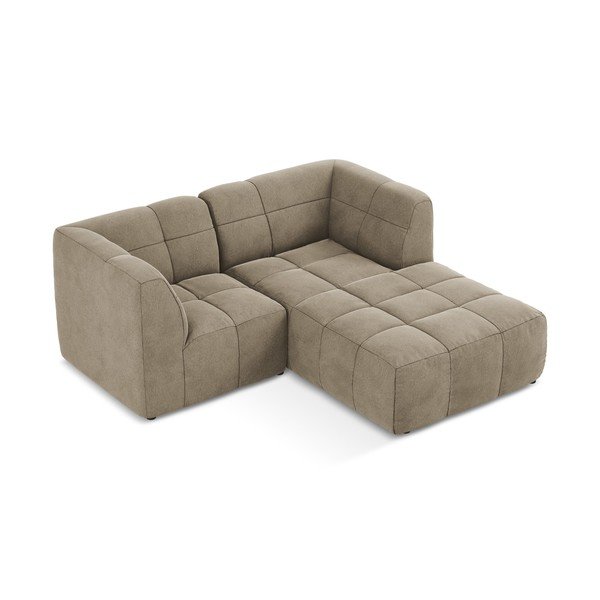Rudos spalvos kampinė sofa iš velveto (su dešiniuoju kampu/su gultu) Aloha – Makamii-image-3